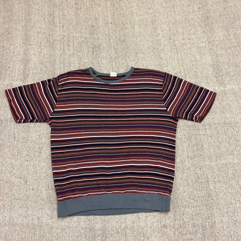 Vintage JC Penny Striped‎ Short Sleeve Sweater Men Medium 1960s